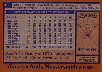 Andy Messersmith  baseball card collectible - Main Image 2