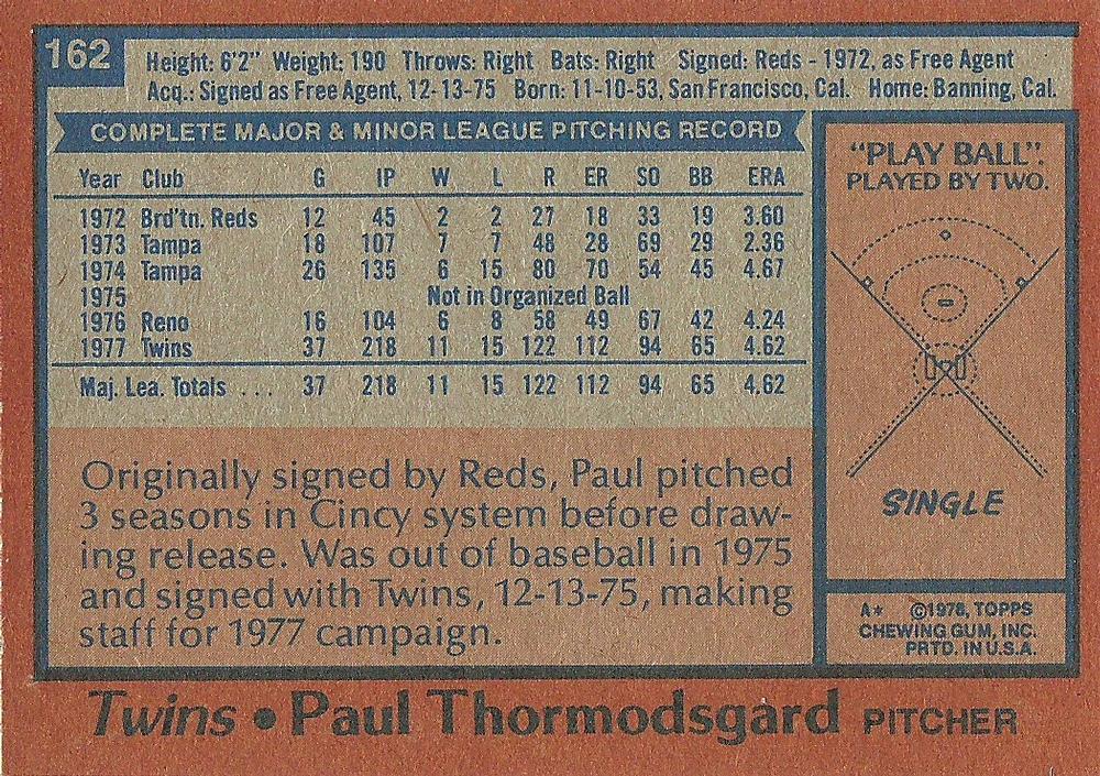 Paul Thormodsgard  baseball card collectible - Main Image 2