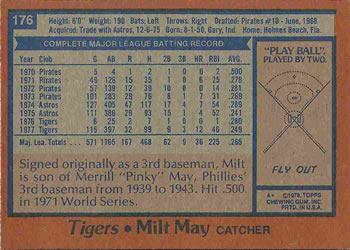 Milt May  baseball card collectible - Main Image 2