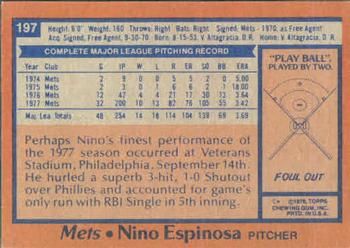 Nino Espinosa  baseball card collectible - Main Image 2