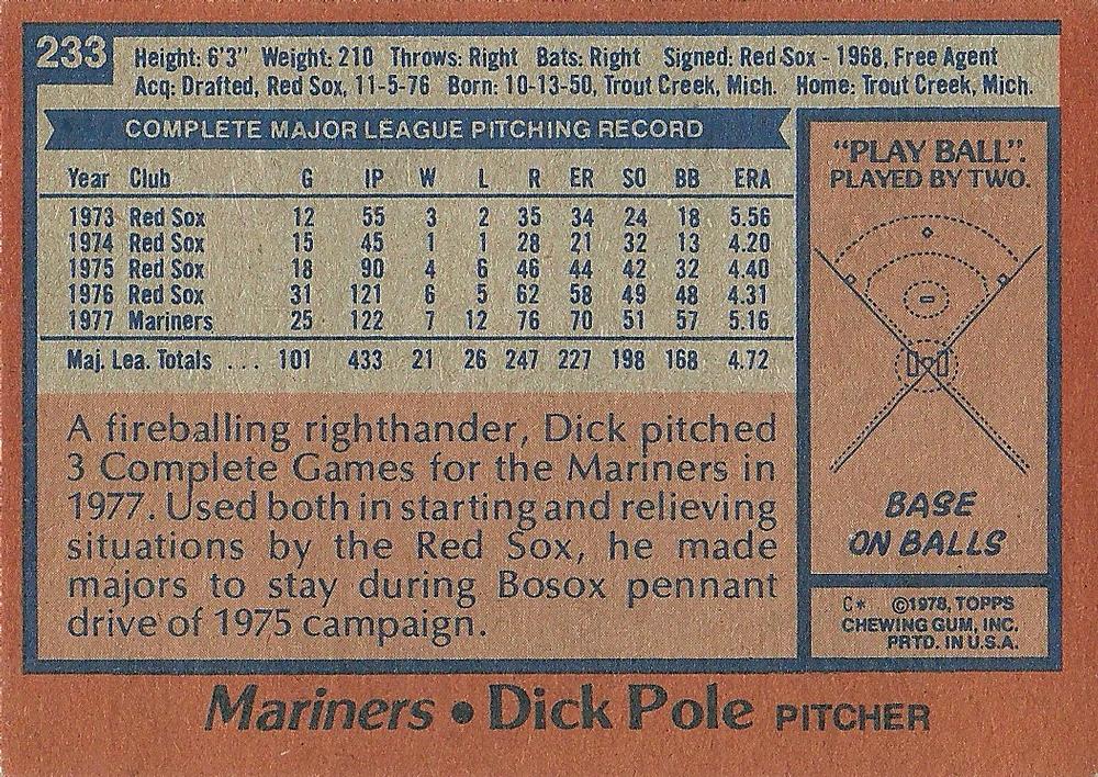 Dick Pole  baseball card collectible - Main Image 2