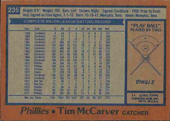 Tim McCarver  baseball card collectible - Main Image 2
