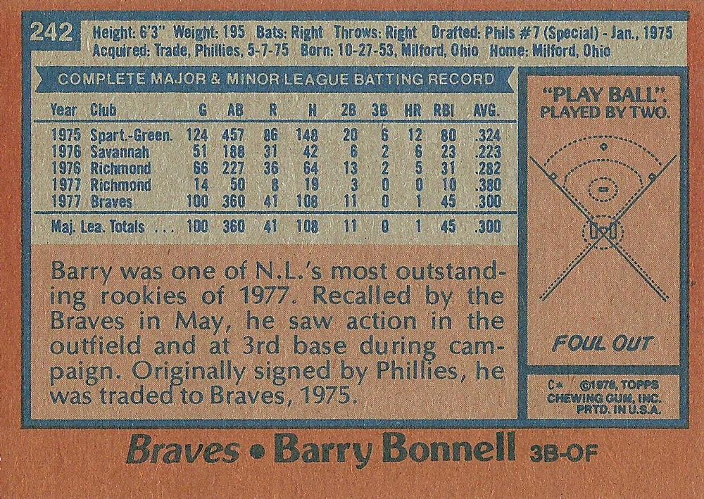 Barry Bonnell  baseball card collectible - Main Image 2