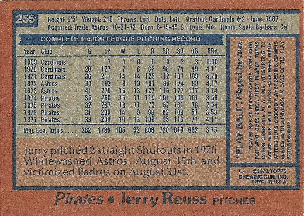 Jerry Reuss  baseball card collectible - Main Image 2