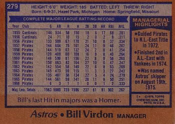 Bill Virdon  baseball card collectible - Main Image 2