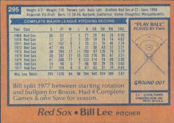 Bill Lee  baseball card collectible - Main Image 2