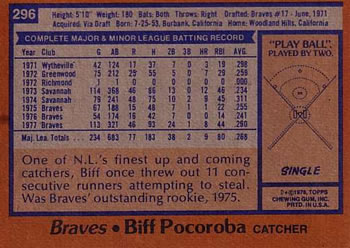 Biff Pocoroba  baseball card collectible - Main Image 2