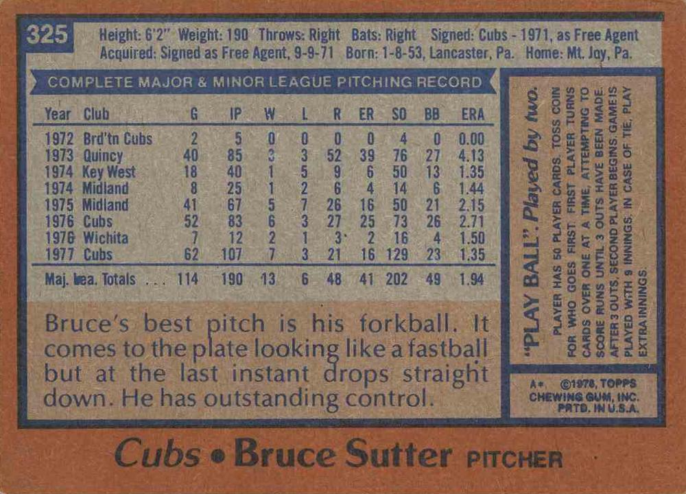 Bruce Sutter  baseball card collectible - Main Image 2