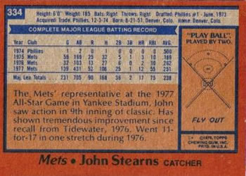 John Stearns  baseball card collectible - Main Image 2