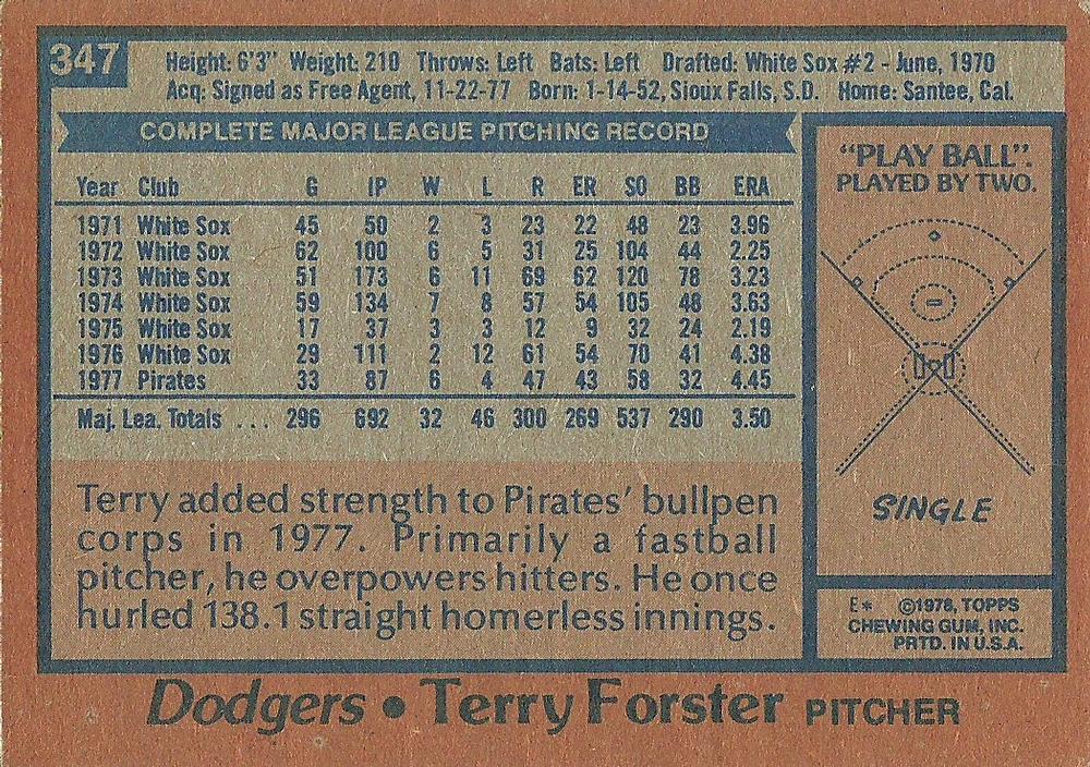 Terry Forster  baseball card collectible - Main Image 2