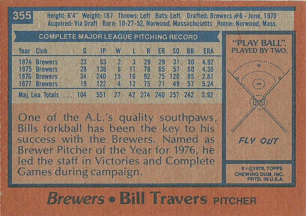 Bill Travers  baseball card collectible - Main Image 2