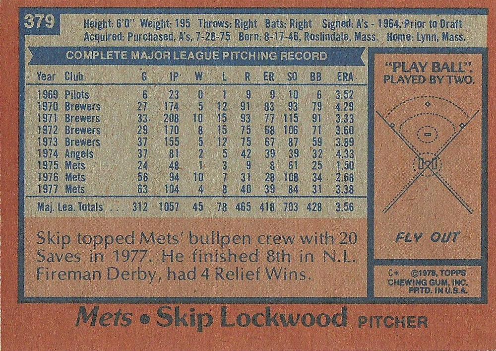 Skip Lockwood  baseball card collectible - Main Image 2