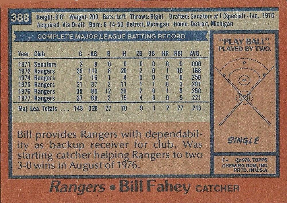 Bill Fahey  baseball card collectible - Main Image 2