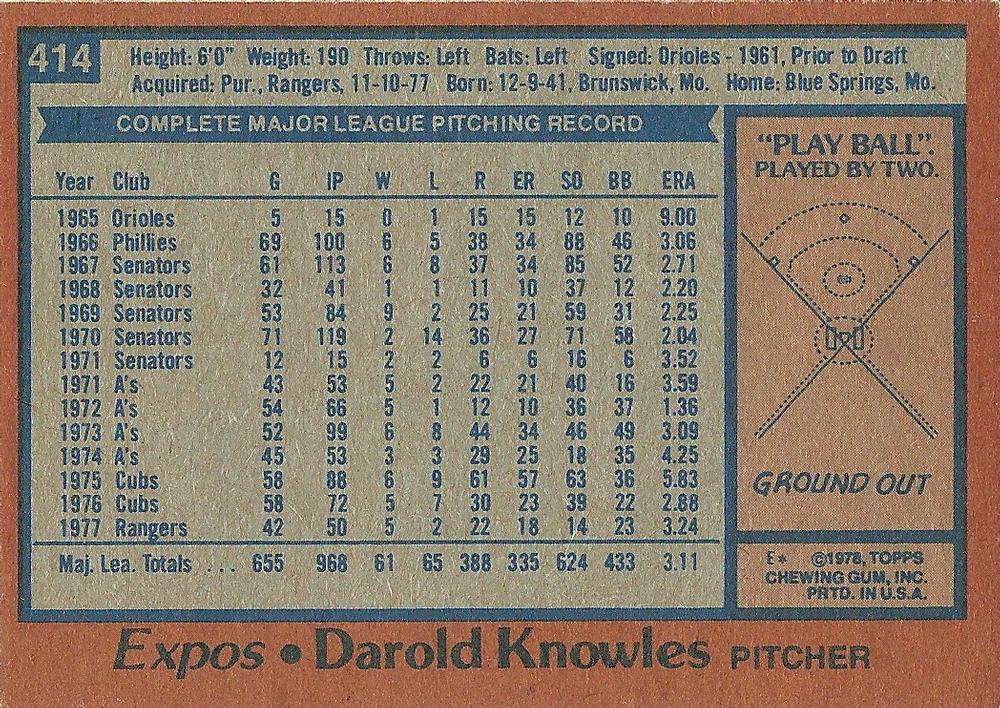 Darold Knowles  baseball card collectible - Main Image 2