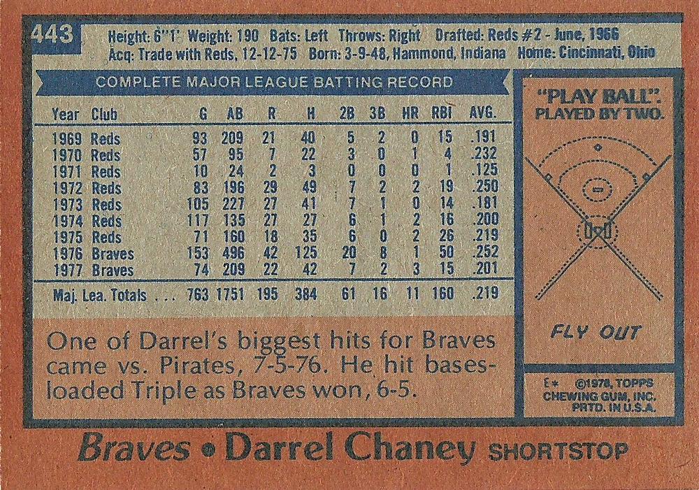 Darrel Chaney  baseball card collectible - Main Image 2