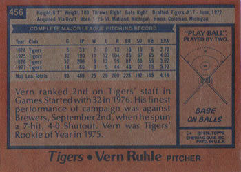 Vern Ruhle  baseball card collectible - Main Image 2