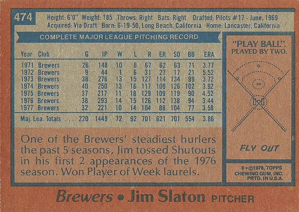 Jim Slaton  baseball card collectible - Main Image 2