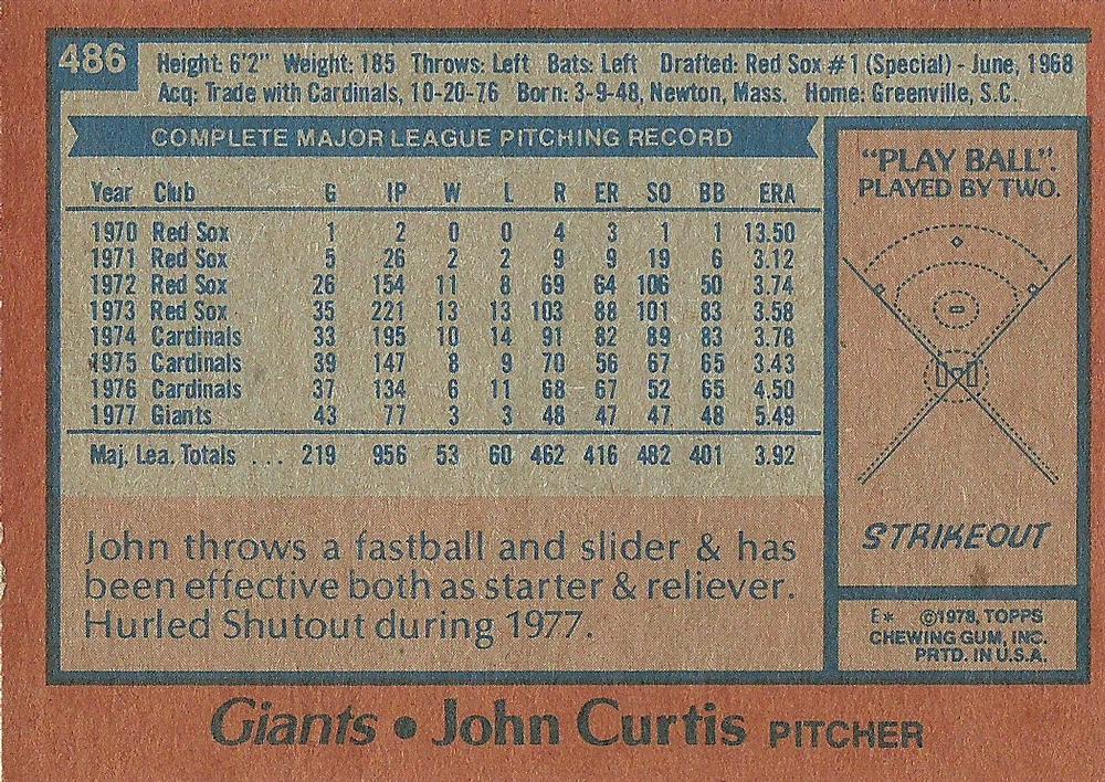 John Curtis  baseball card collectible - Main Image 2