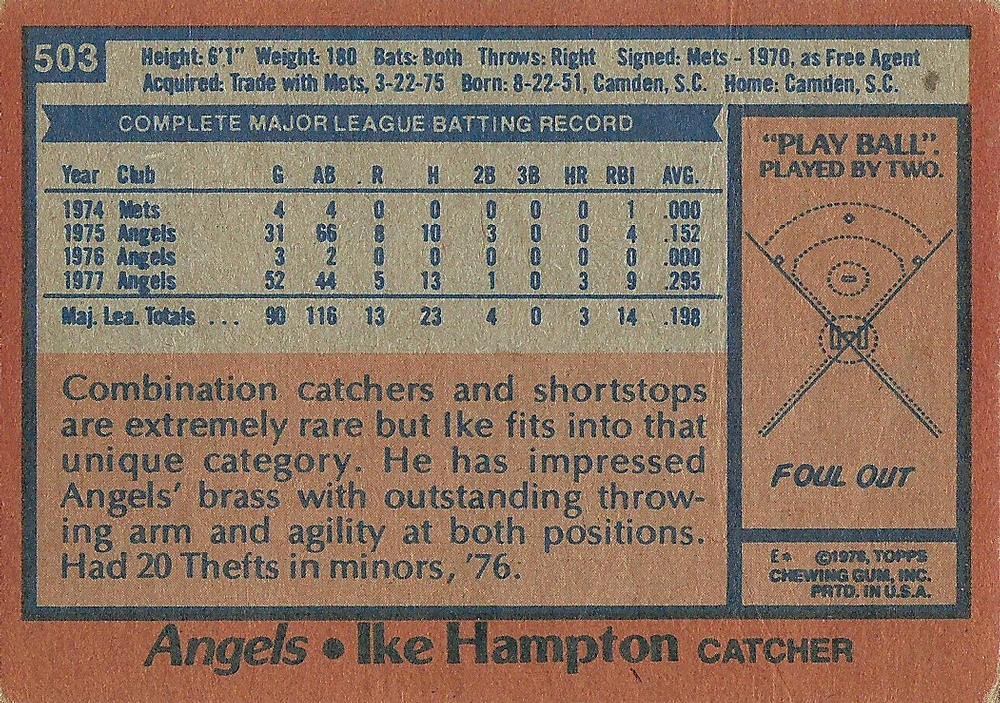 Ike Hampton  baseball card collectible - Main Image 2