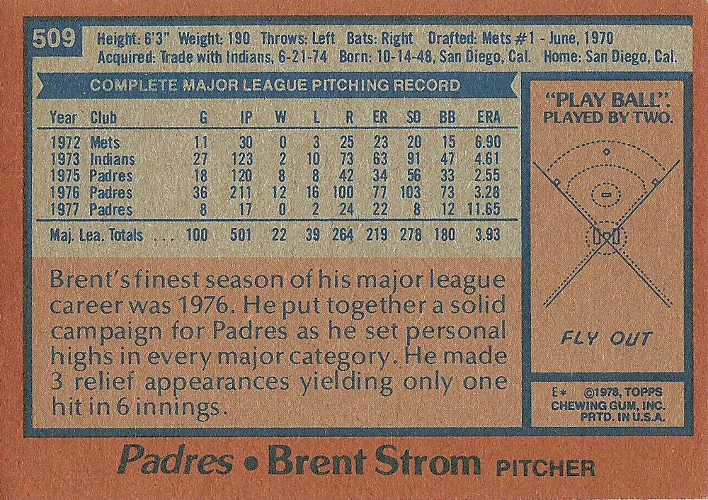Brent Strom  baseball card collectible - Main Image 2