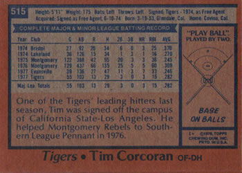 Tim Corcoran  baseball card collectible - Main Image 2