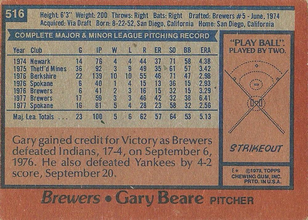 Gary Beare  baseball card collectible - Main Image 2