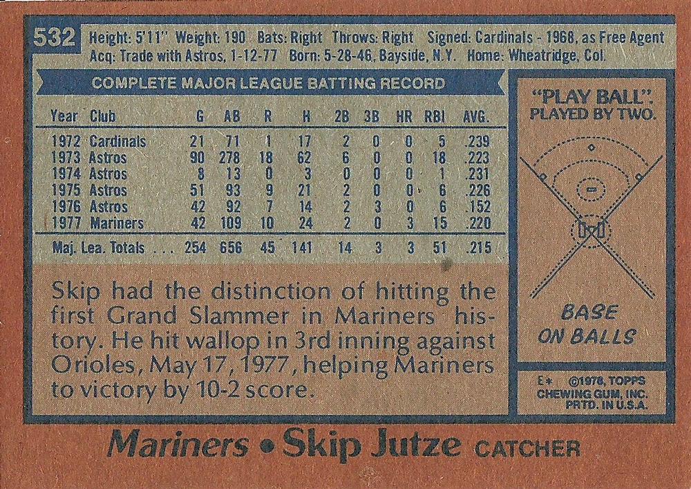 Skip Jutze  baseball card collectible - Main Image 2