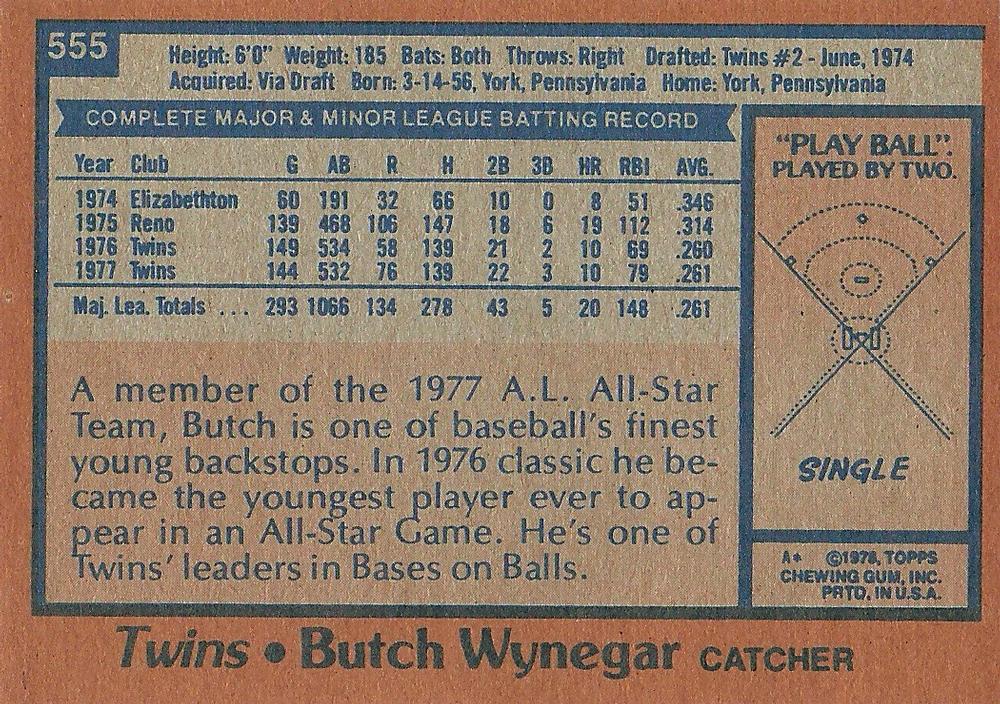 Butch Wynegar  baseball card collectible - Main Image 2