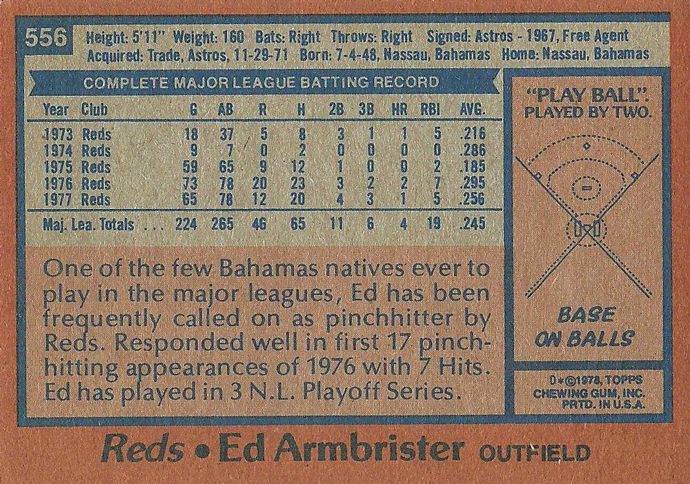 Ed Armbrister  baseball card collectible - Main Image 2