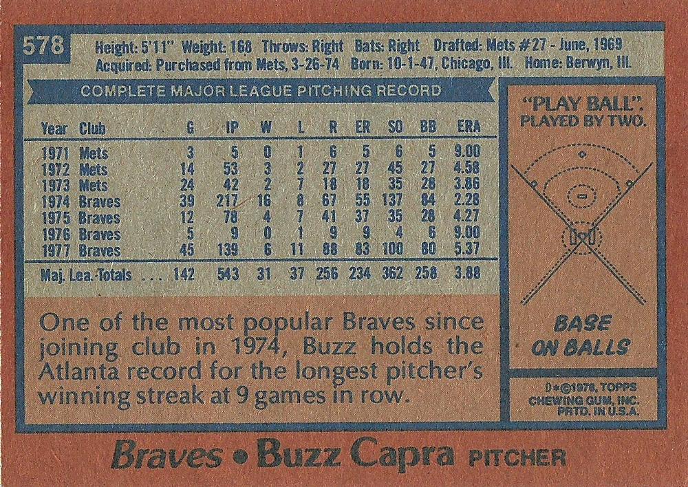 Buzz Capra  baseball card collectible - Main Image 2