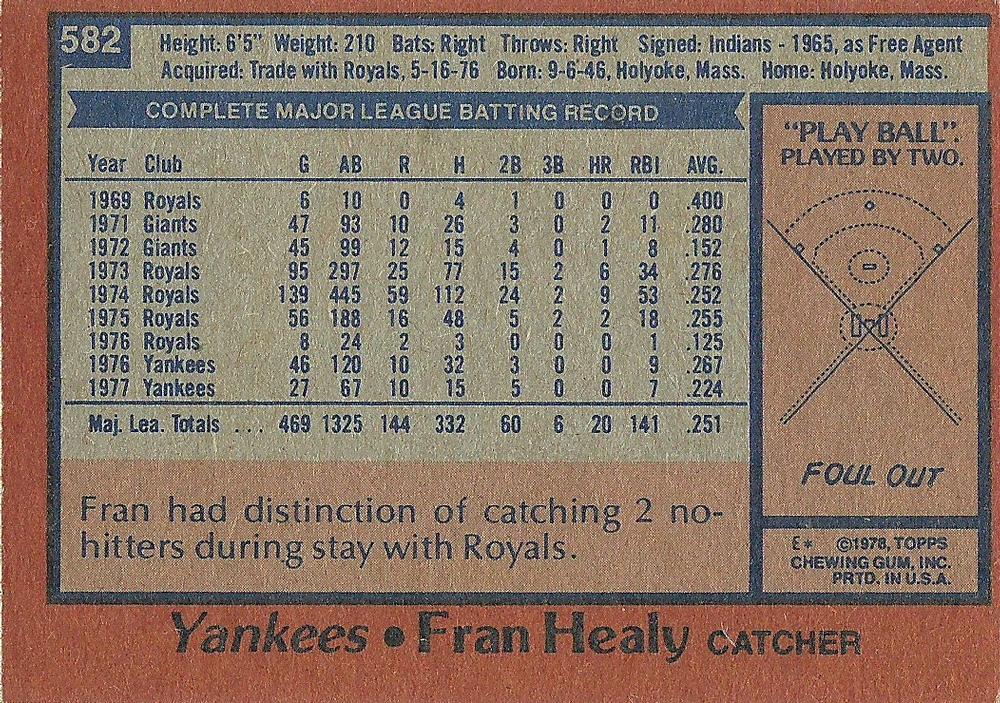 Fran Healy  baseball card collectible - Main Image 2