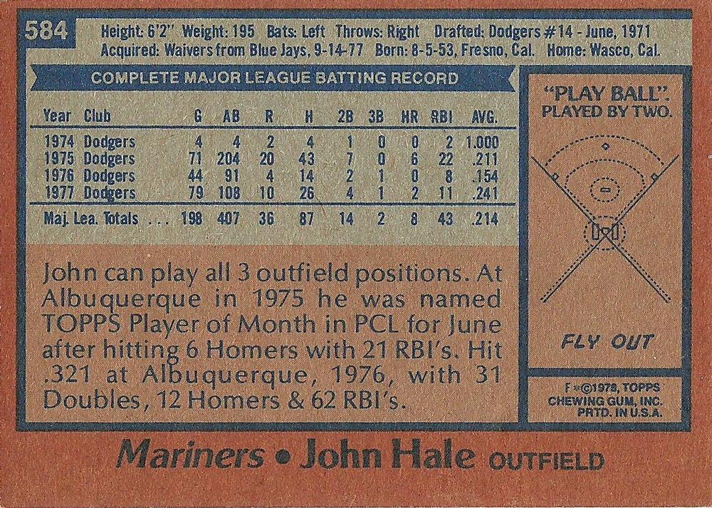 John Hale  baseball card collectible - Main Image 2