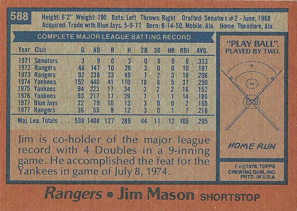 Jim Mason  baseball card collectible - Main Image 2