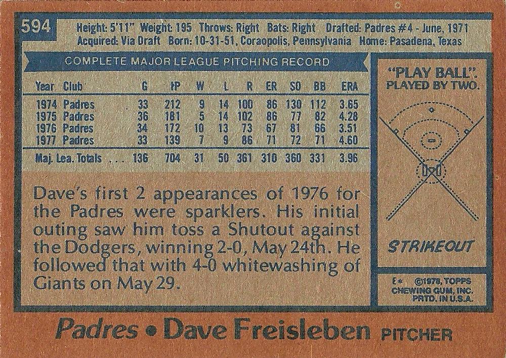 Dave Freisleben  baseball card collectible - Main Image 2