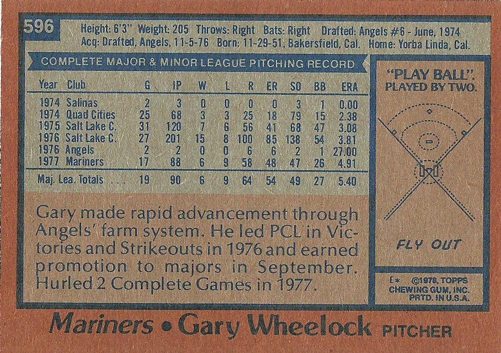 Gary Wheelock  baseball card collectible - Main Image 2