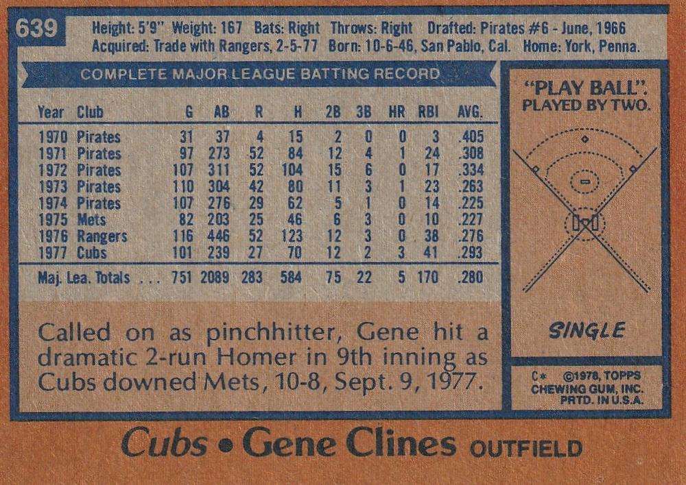 Gene Clines  baseball card collectible - Main Image 2