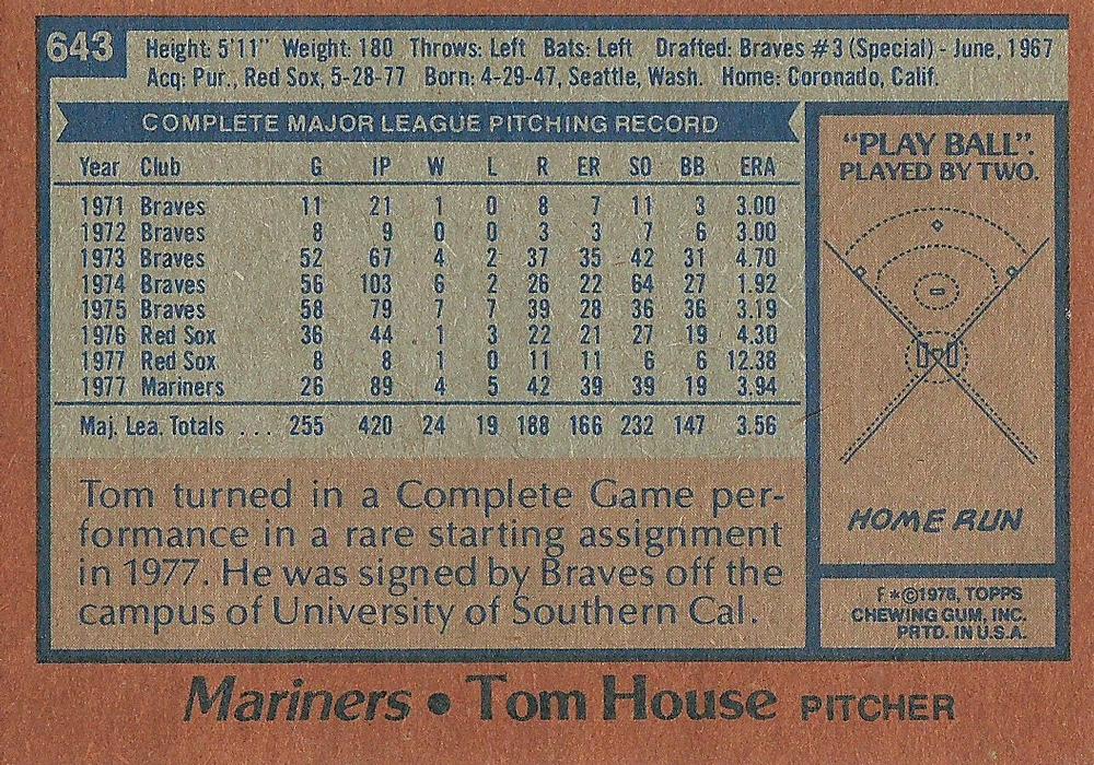 Tom House  baseball card collectible - Main Image 2