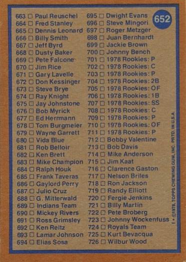 Checklist: 606-726  baseball card collectible - Main Image 2