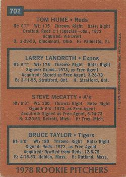 1978 Rookie Pitchers (Tom Hume / Larry Landreth / Steve McCatty / Bruce Taylor)  baseball card collectible - Main Image 2