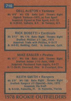 1978 Rookie Outfielders (Dell Alston / Rick Bosetti / Mike Easler / Keith Smith)  baseball card collectible - Main Image 2