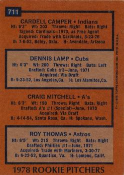 1978 Rookie Pitchers (Cardell Camper / Dennis Lamp / Craig Mitchell / Roy Thomas)  baseball card collectible - Main Image 2