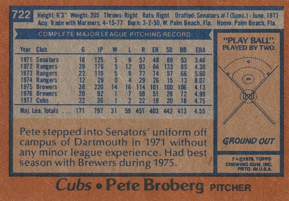 Pete Broberg  baseball card collectible - Main Image 2