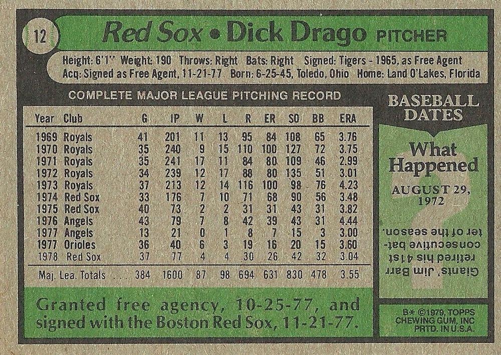 Dick Drago  baseball card collectible - Main Image 2