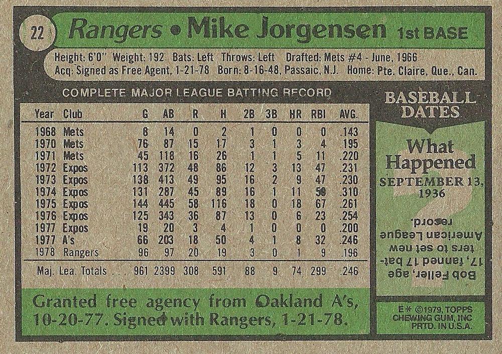 Mike Jorgensen  baseball card collectible - Main Image 2