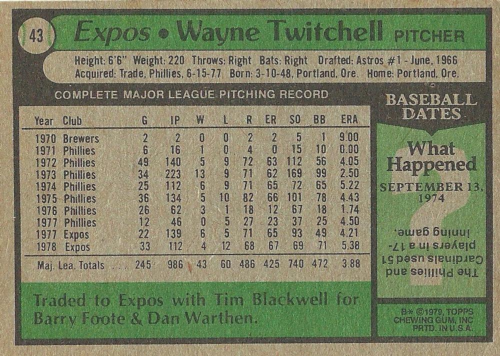 Wayne Twitchell  baseball card collectible - Main Image 2