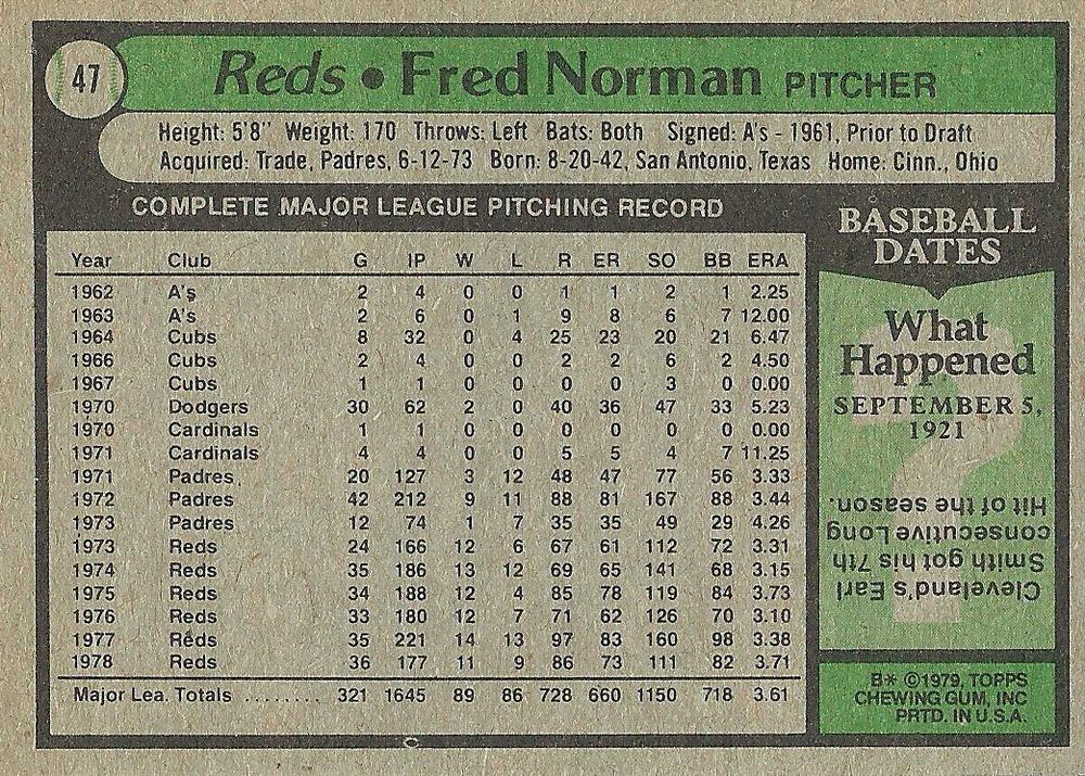 Fred Norman  baseball card collectible - Main Image 2