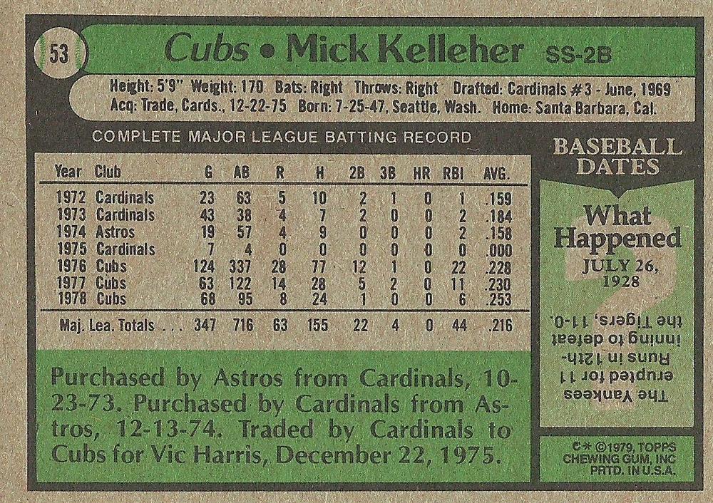 Mick Kelleher  baseball card collectible - Main Image 2