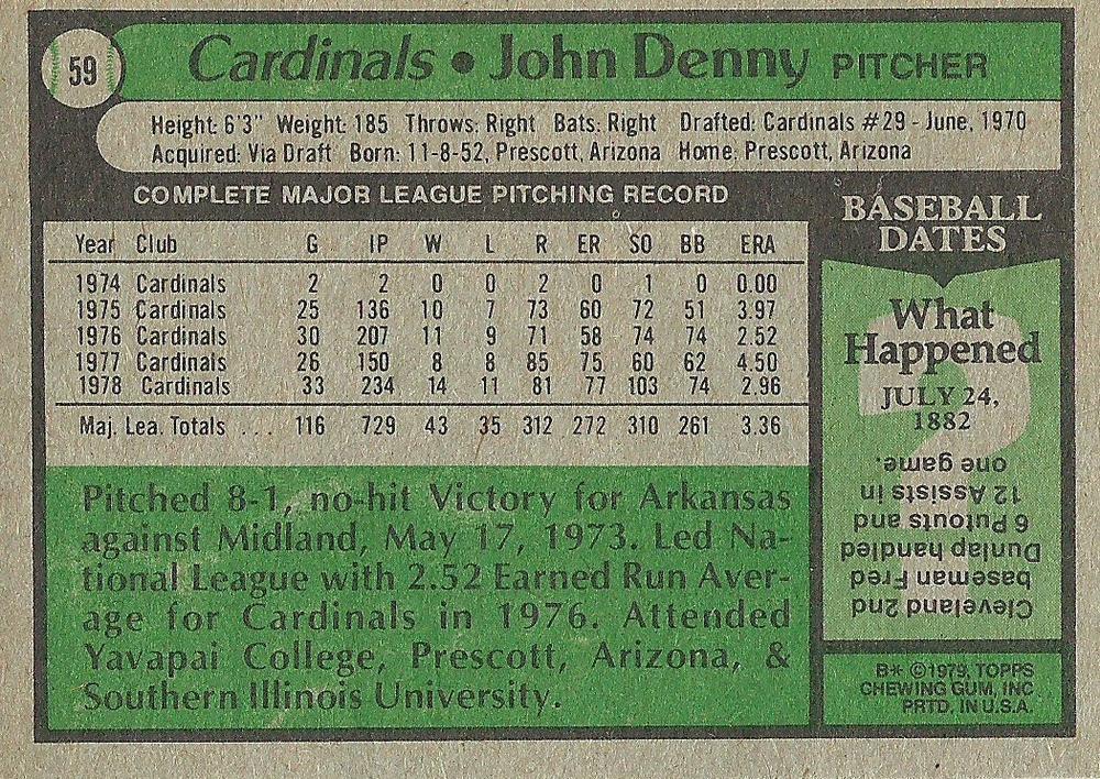 John Denny  baseball card collectible - Main Image 2