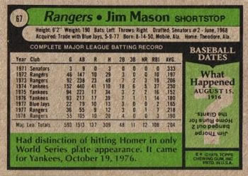 Jim Mason  baseball card collectible - Main Image 2
