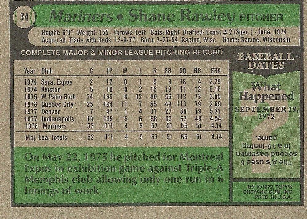 Shane Rawley  baseball card collectible - Main Image 2